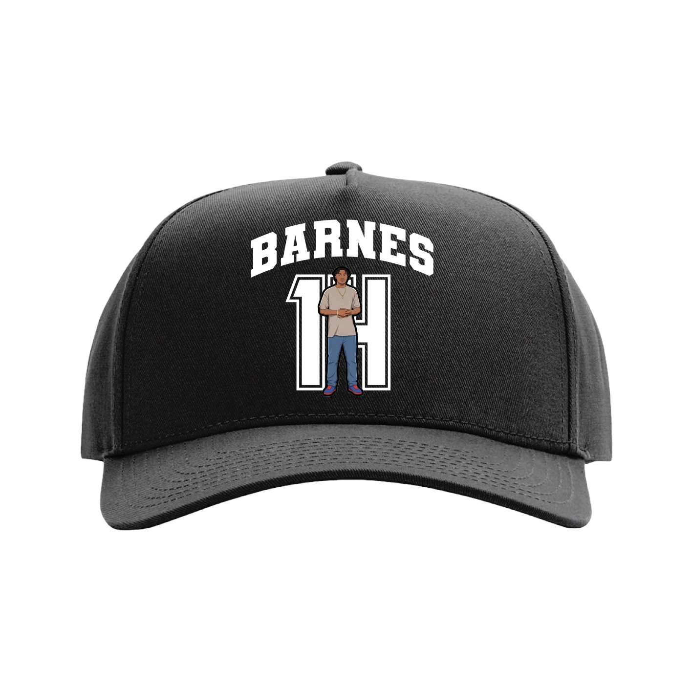 Full Fabric Five-Panel Champ Cap — Number in Black