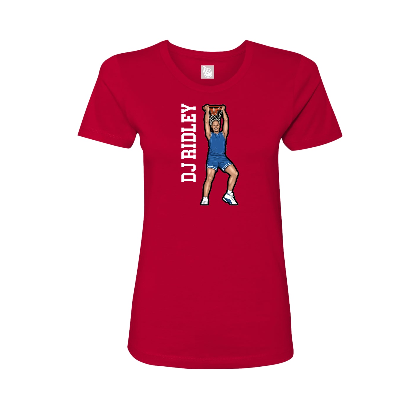 Fitted Women's Tee — Name Vertical in Red