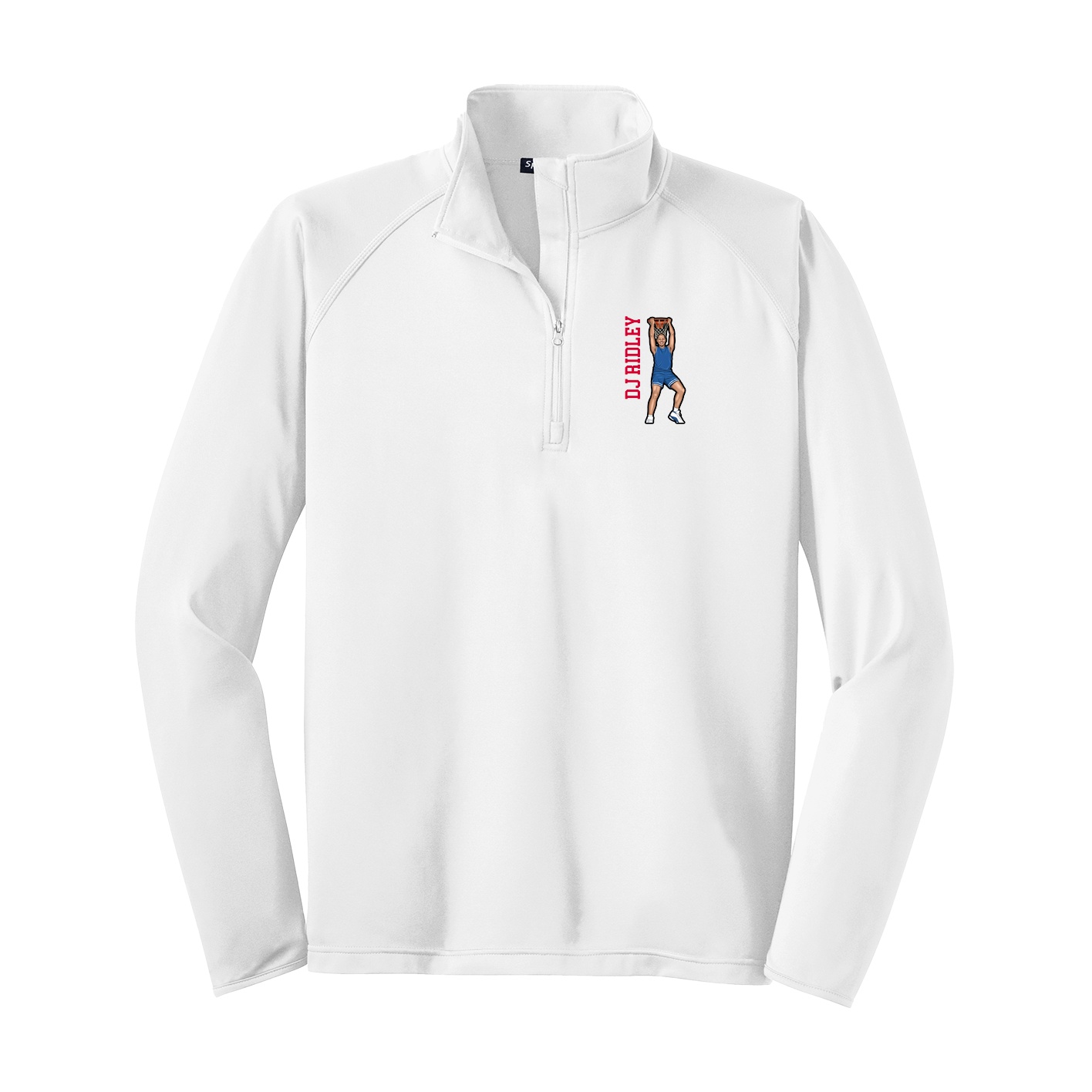 Q-Zip Pullover — Name Vertical in White