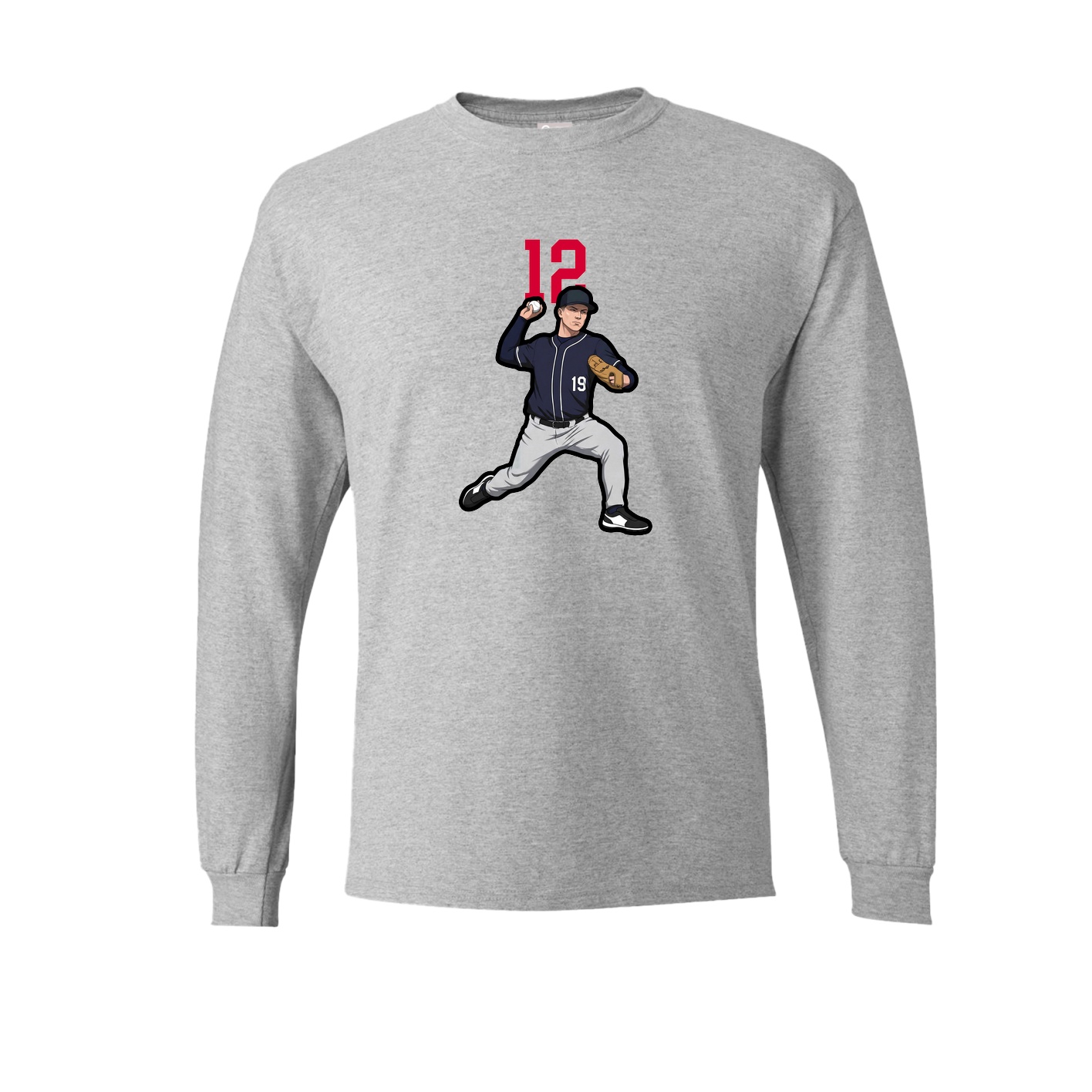 Long Sleeve Tee — Number Top in Grey