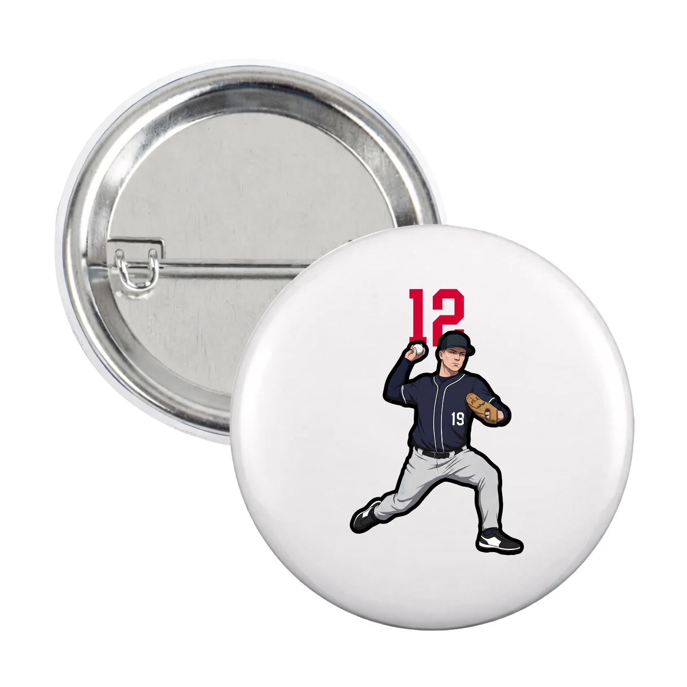 Game Day Button — Number Top in White