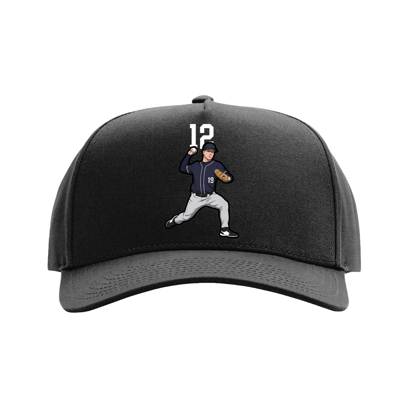 Full Fabric Five-Panel Champ Cap — Number Top in Black