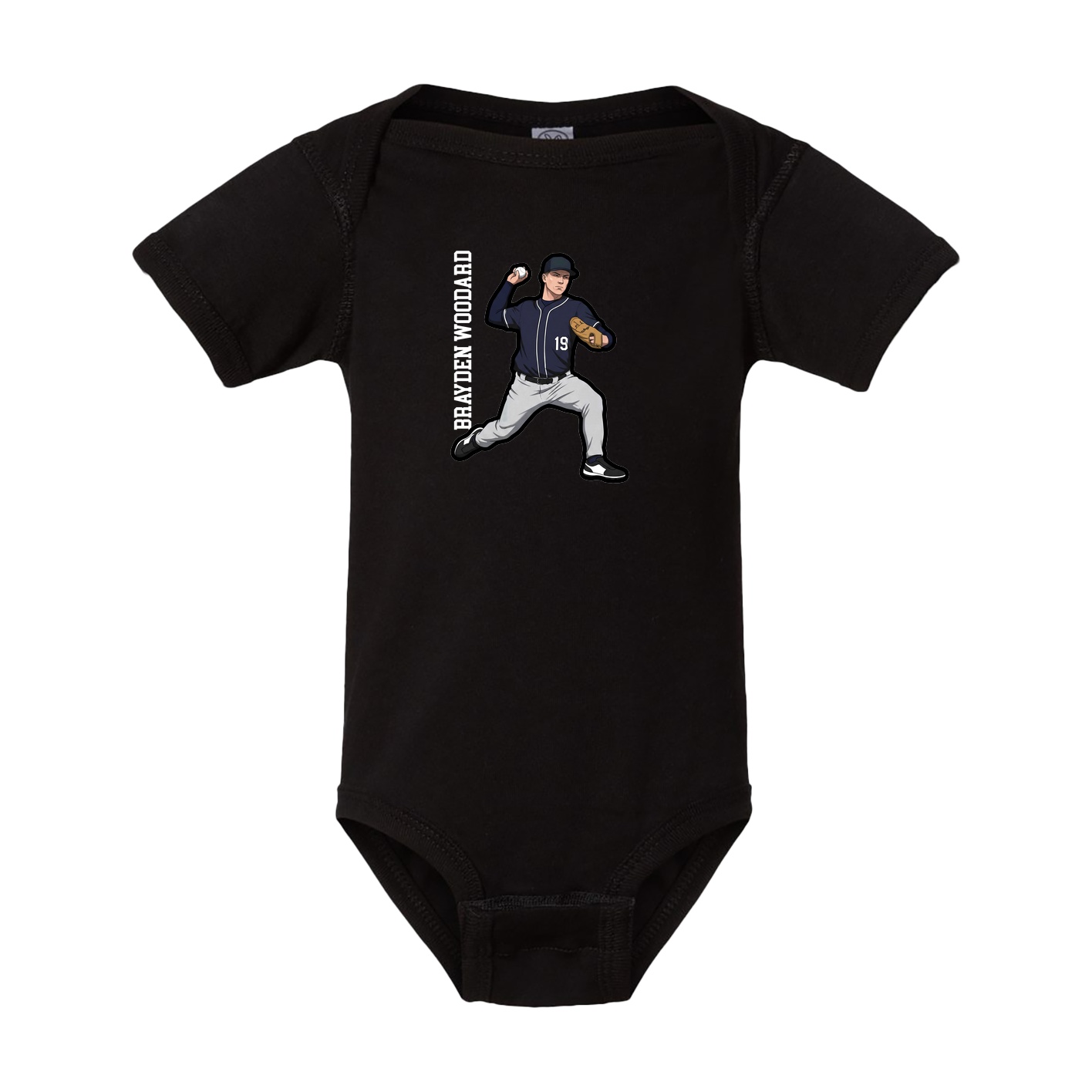 Baby Onesie — Name Vertical in Black