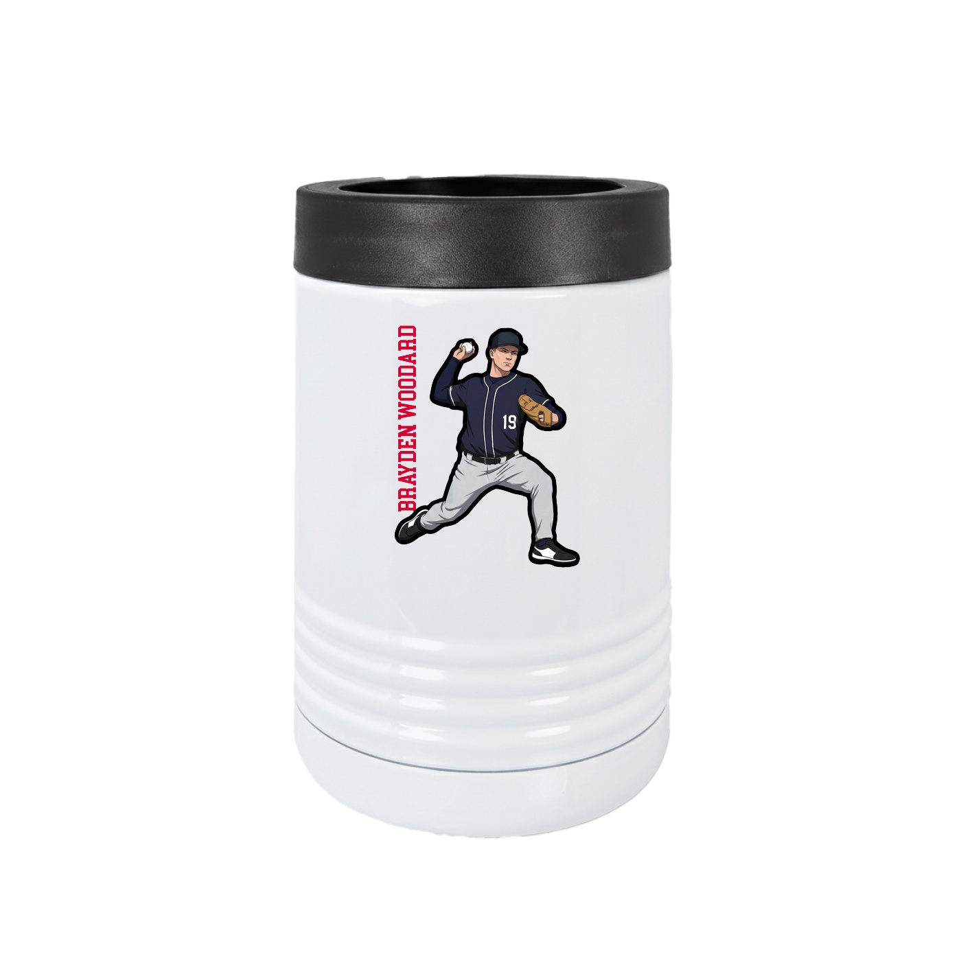 Beverage Holder — Name Vertical in White
