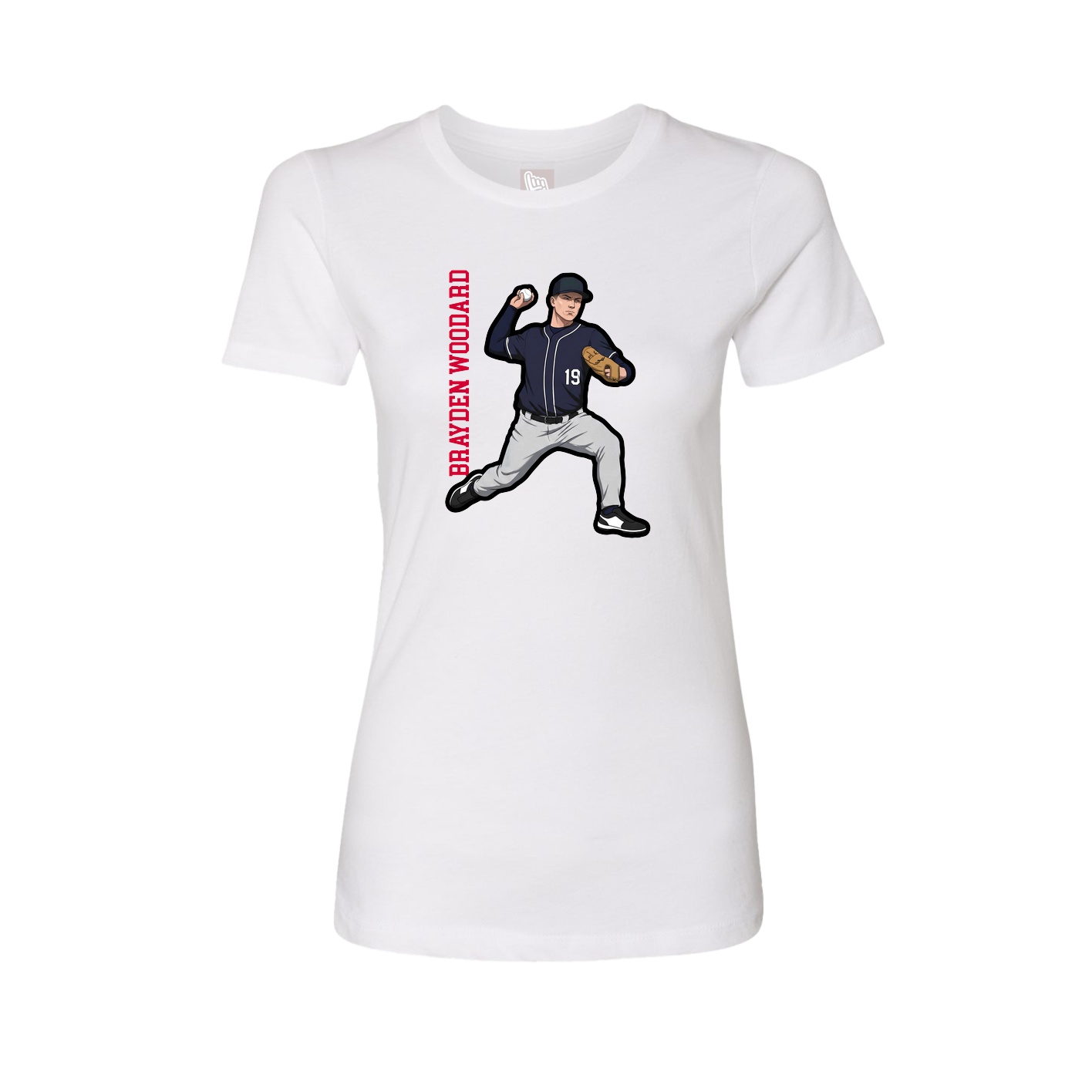 Womens Tee — Name Vertical in White