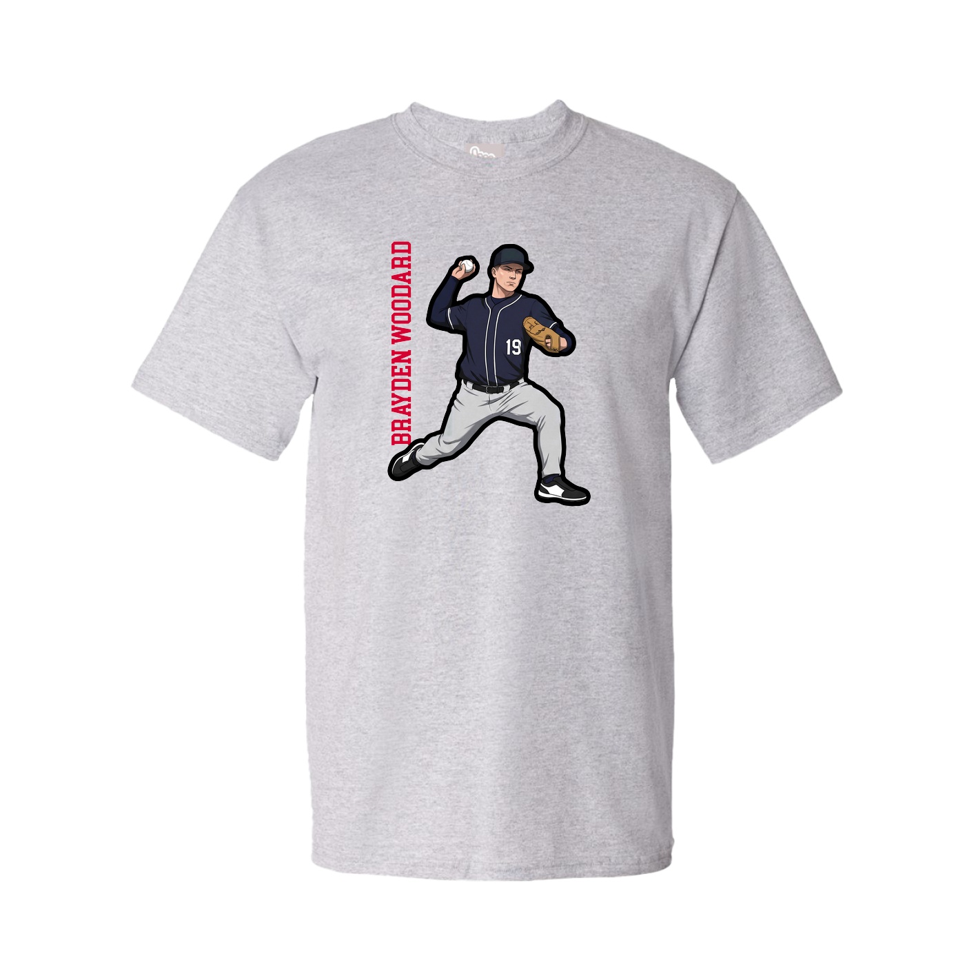 Youth Tee — Name Vertical in Grey
