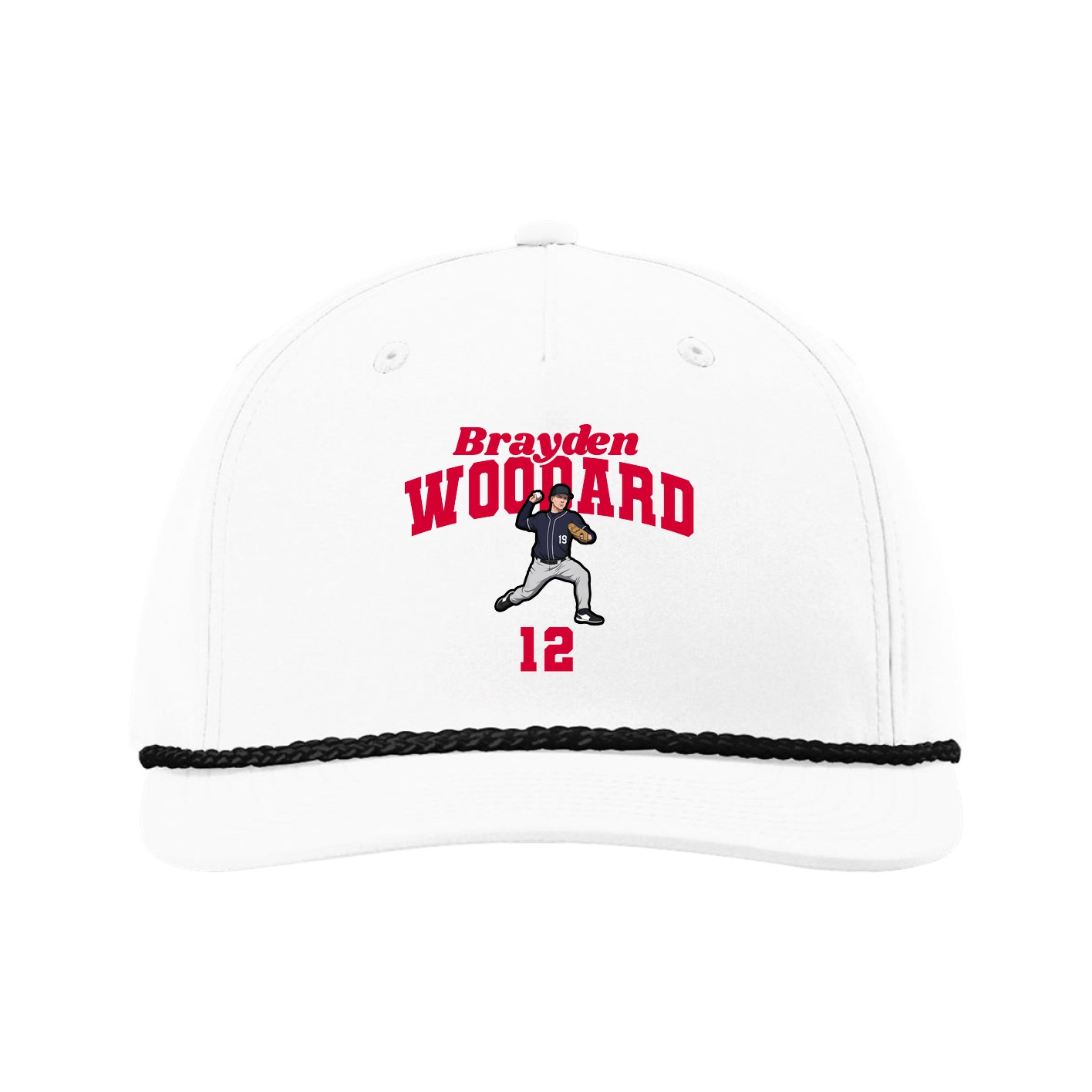 Five-Panel Classic Rope Cap — Signature Arch in White