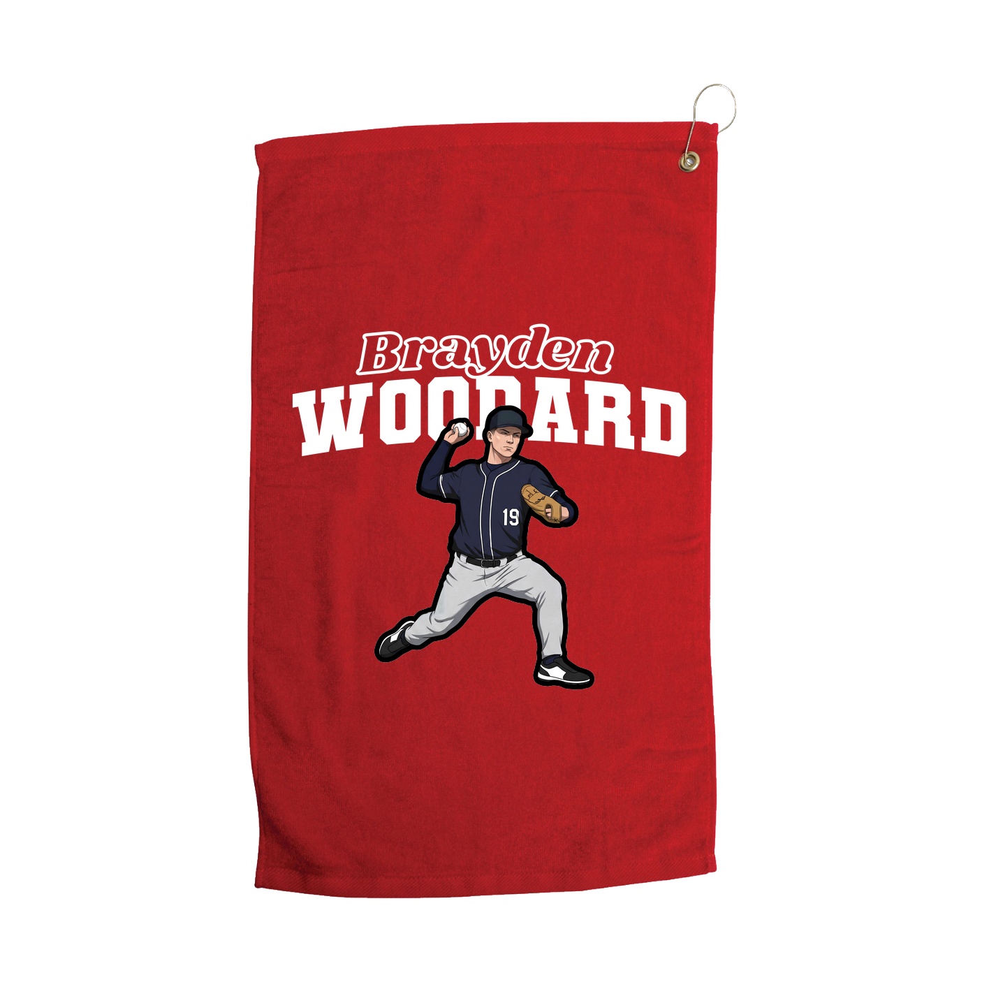 Golf Towel — Name Arch in Red