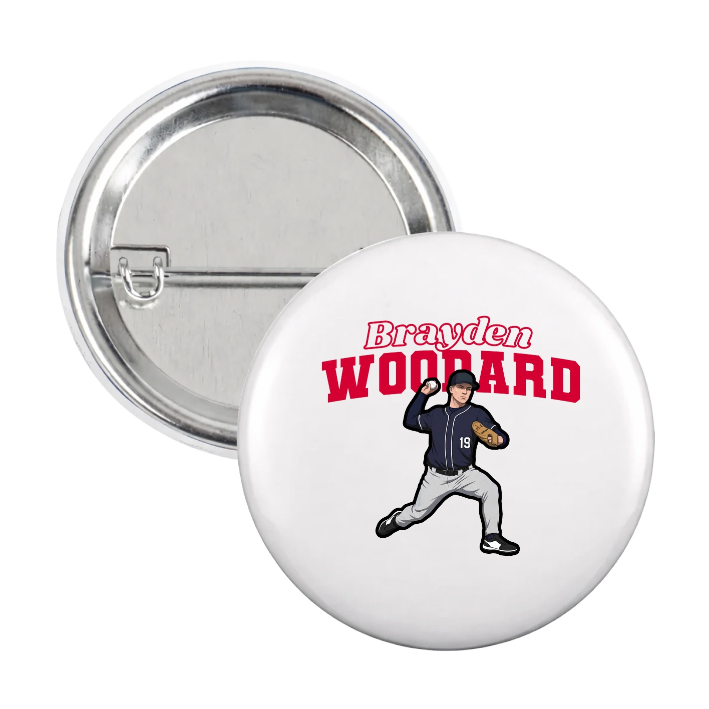 Game Day Button — Name Arch in White