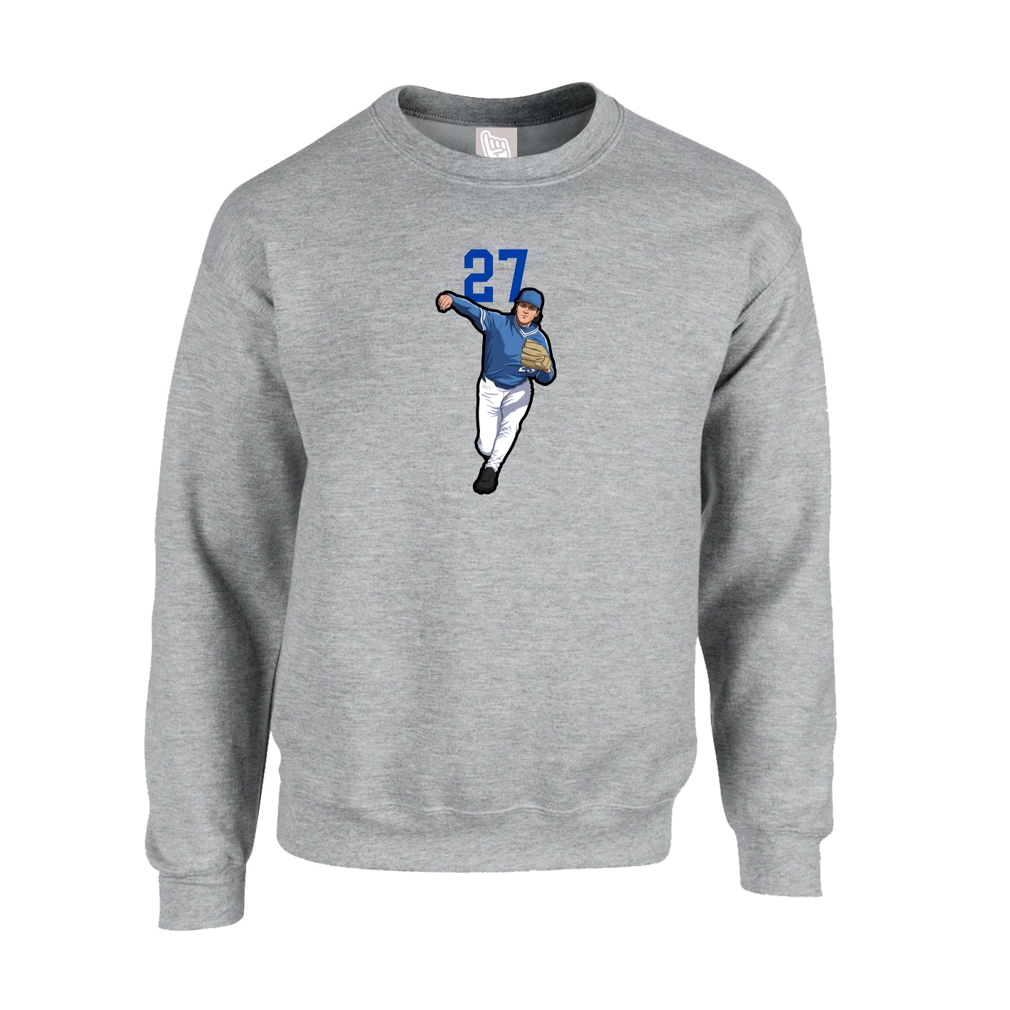 Fleece Crew — Number Top in Grey