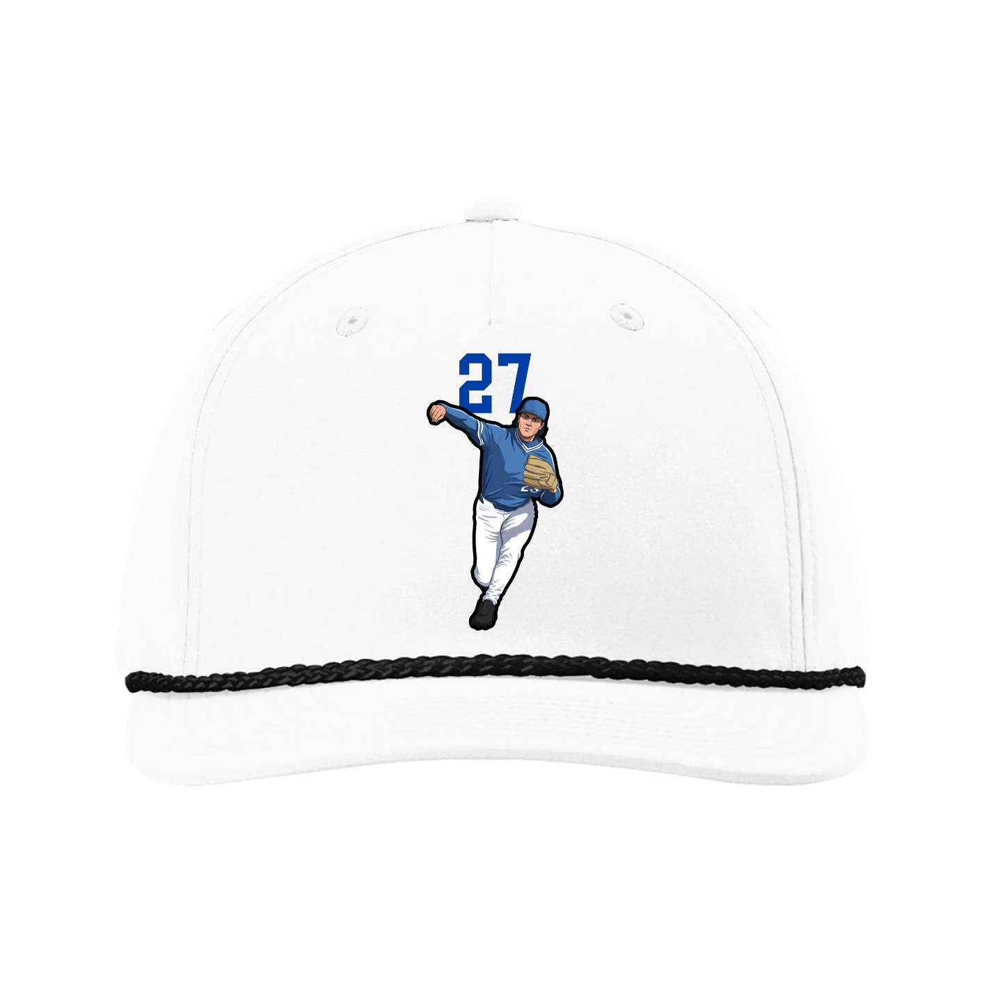 Five-Panel Classic Rope Cap — Number Top in White