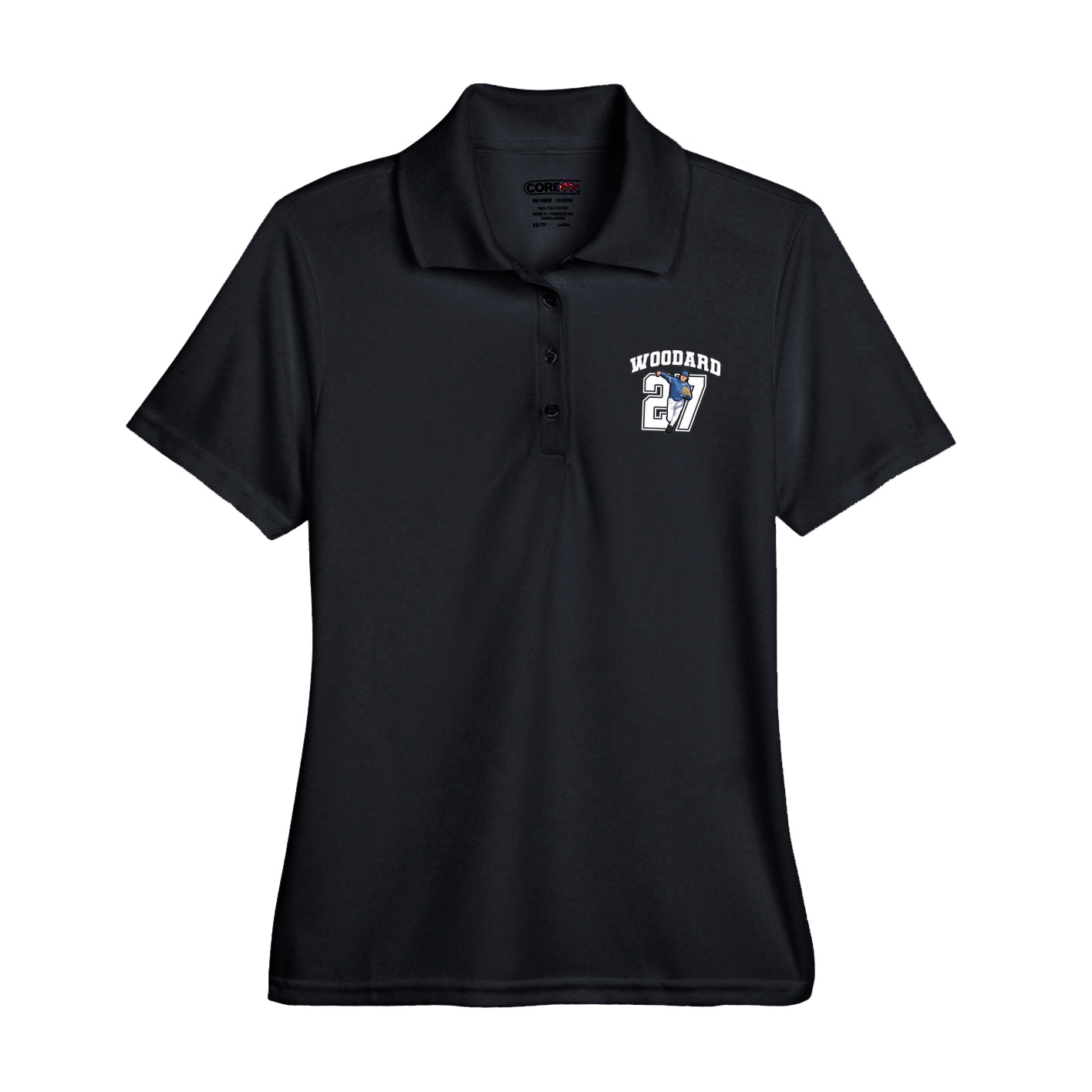 Womens Performance Polo — Number in Black