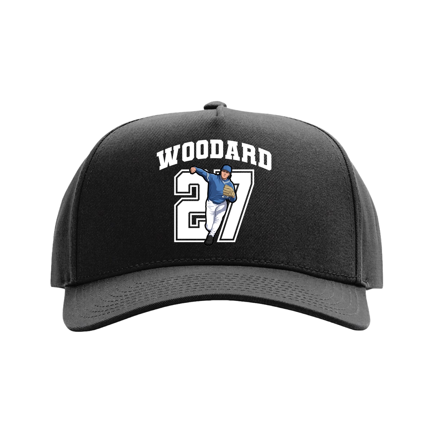 Full Fabric Five-Panel Champ Cap — Number in Black