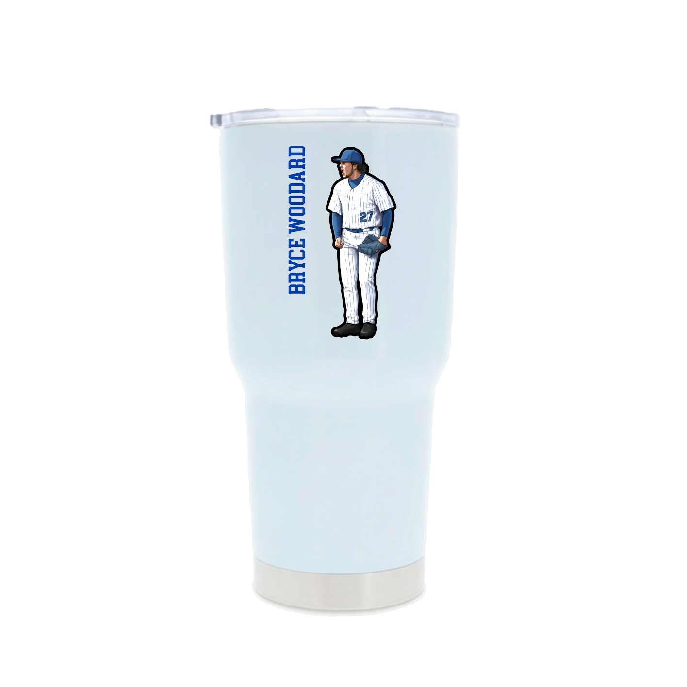 30oz Stainless Steel Tumbler — Name Vertical in White