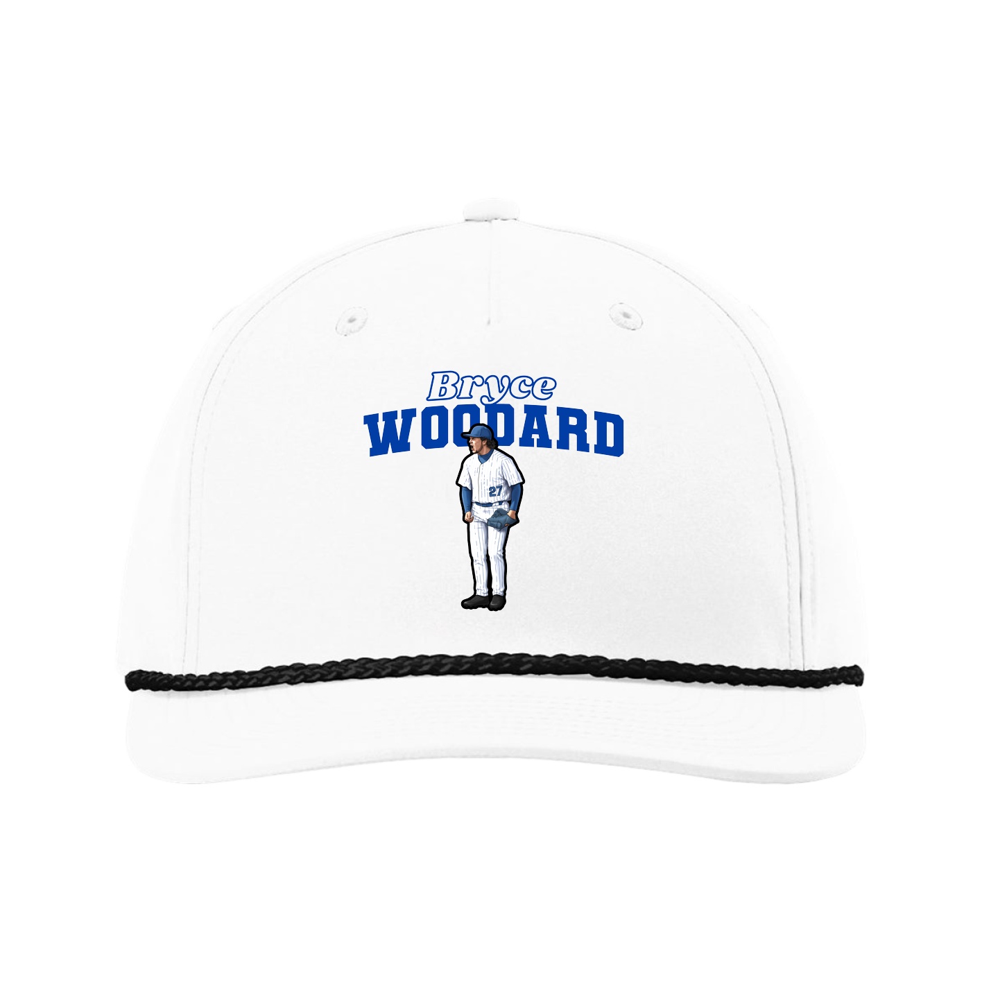 Five-Panel Classic Rope Cap — Name Arch in White