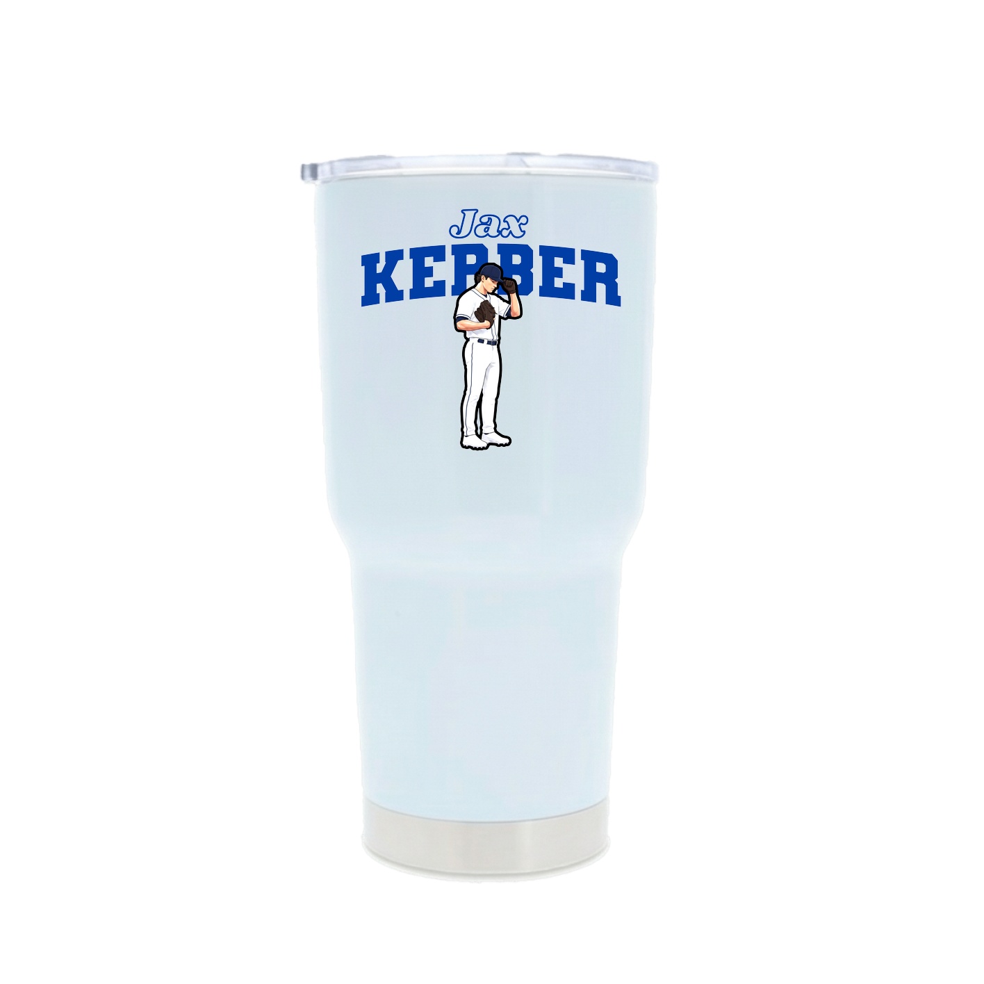30oz Stainless Steel Tumbler — Name Arch in White