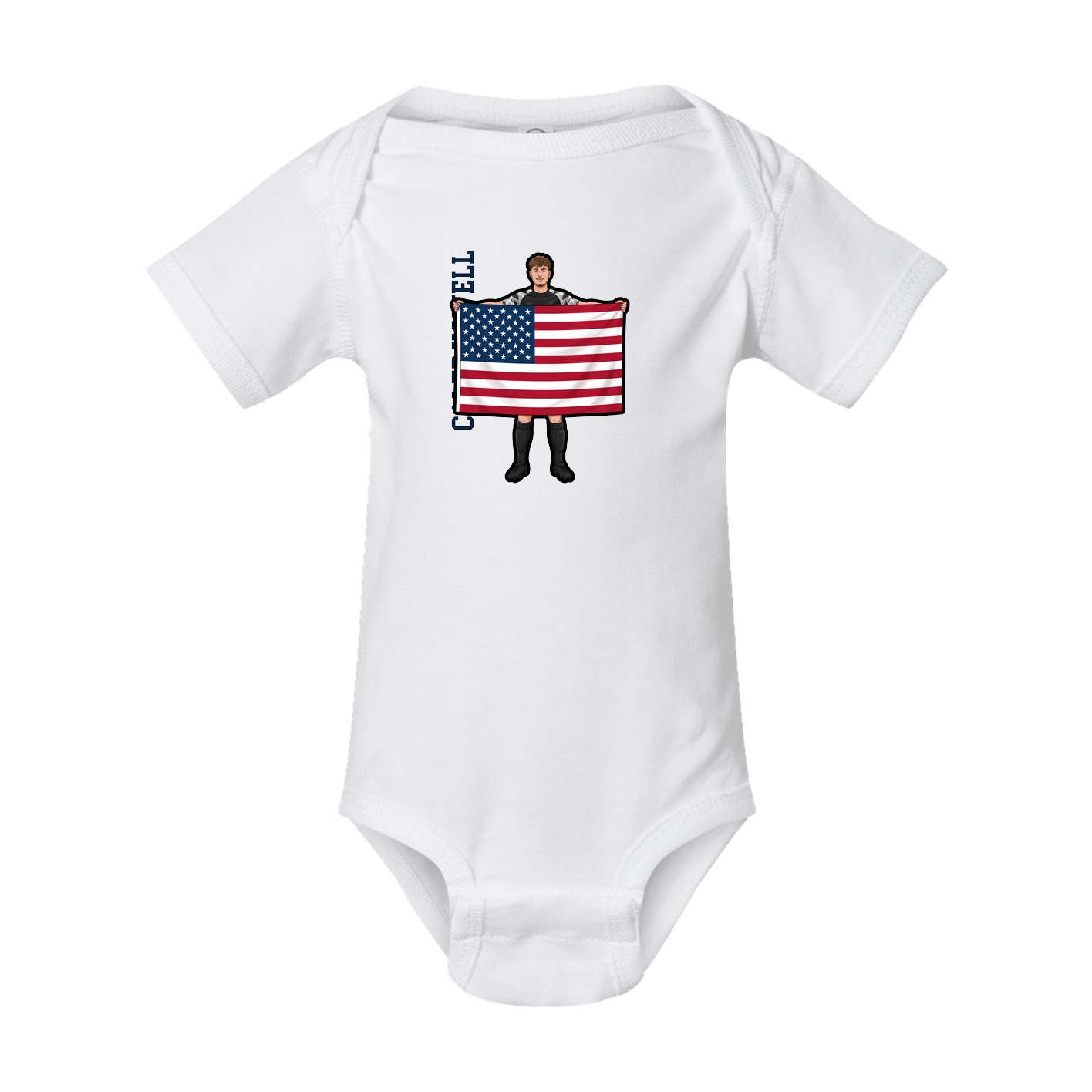 Baby Onesie — Name Vertical in White