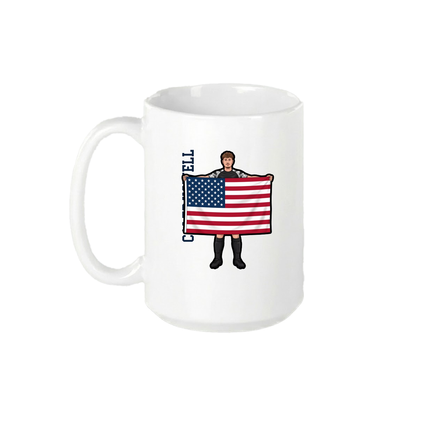 15oz Coffee Mug — Name Vertical in White