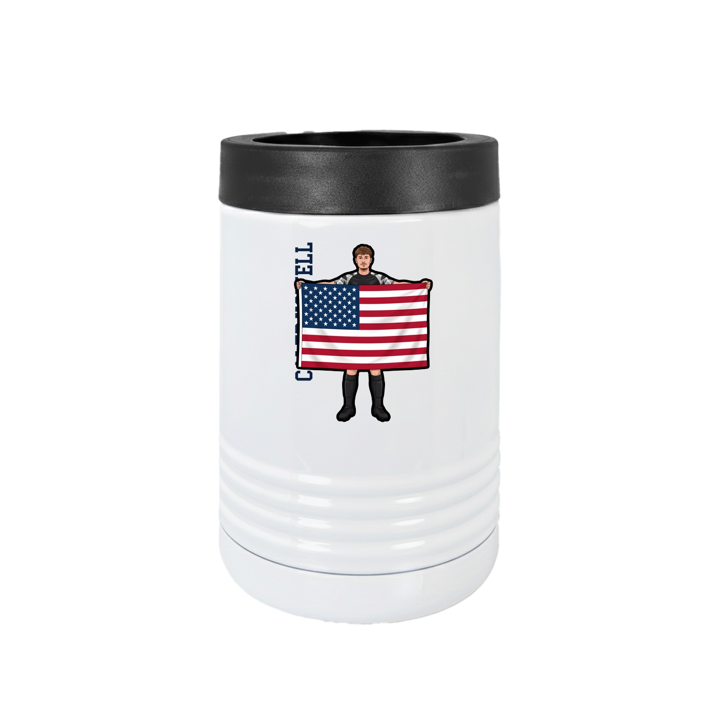 Beverage Holder — Name Vertical in White