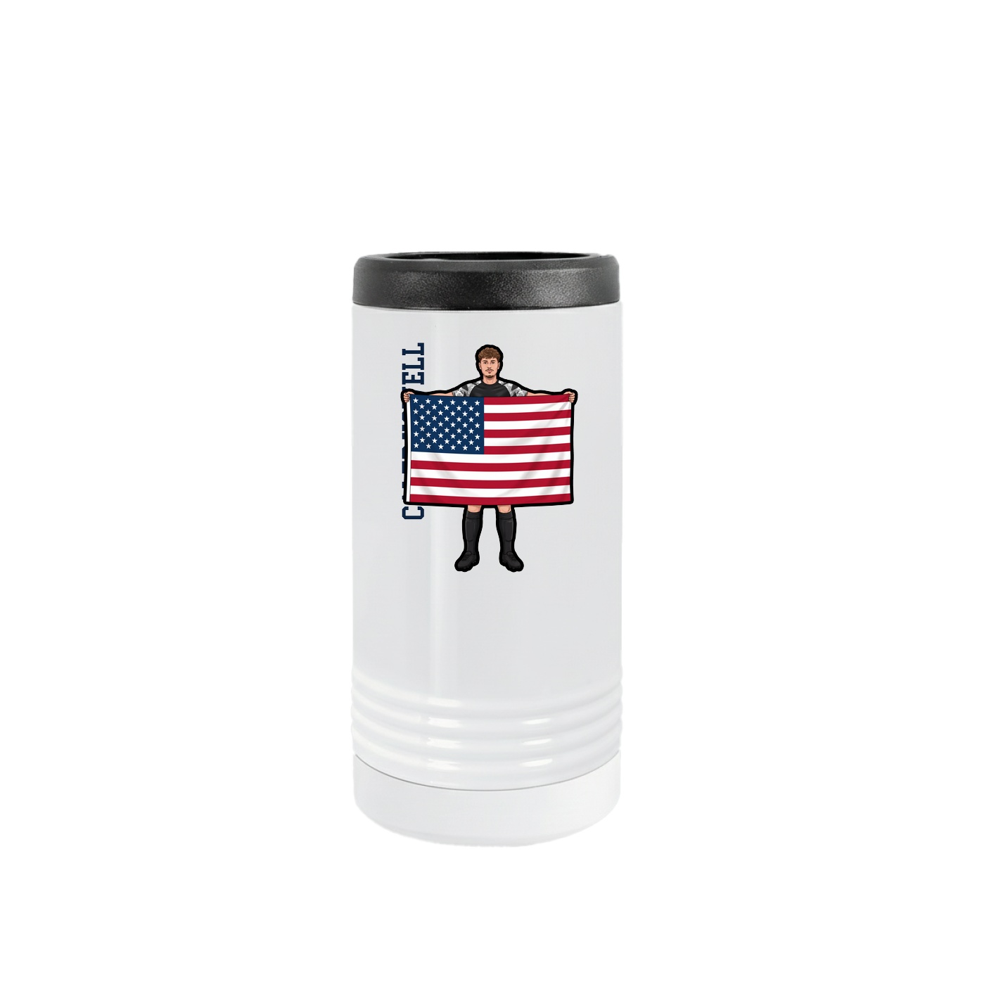 Slim Beverage Holder — Name Vertical in White