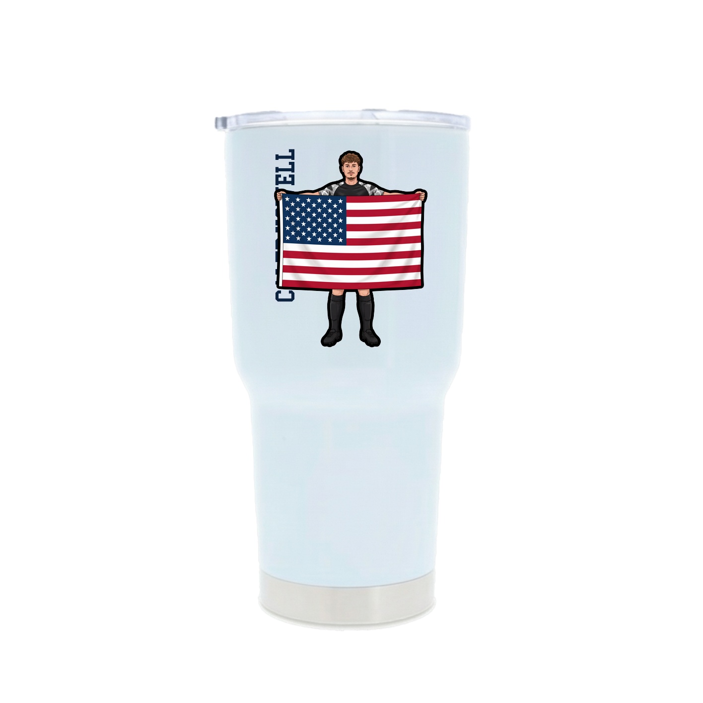30oz Stainless Steel Tumbler — Name Vertical in White