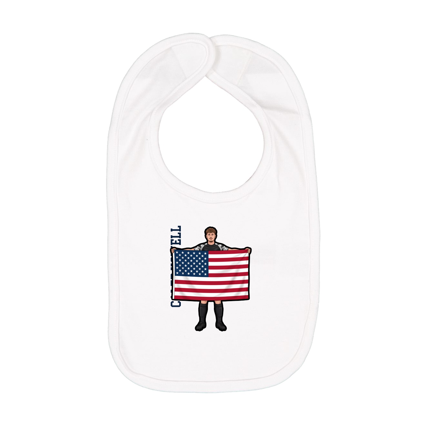 Infant Bib — Name Vertical in White