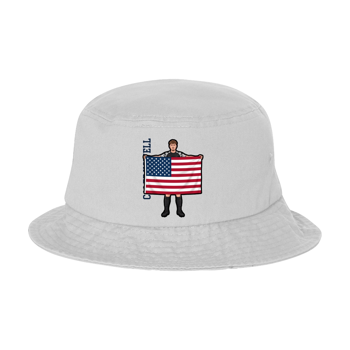 Bucket Cap — Name Vertical in White