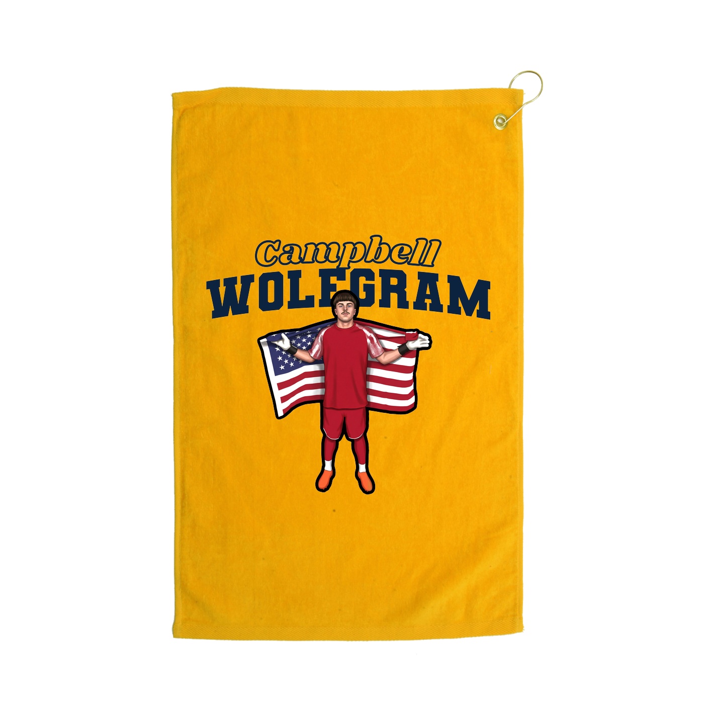 Golf Towel — Name Arch in Gold