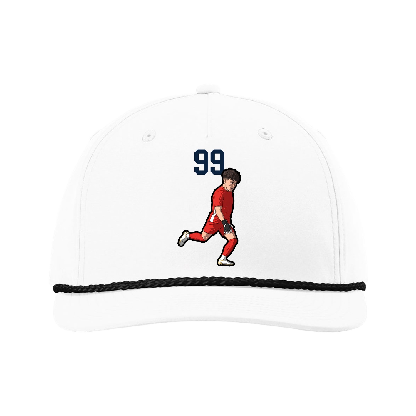 Five-Panel Classic Rope Cap — Number Top in White