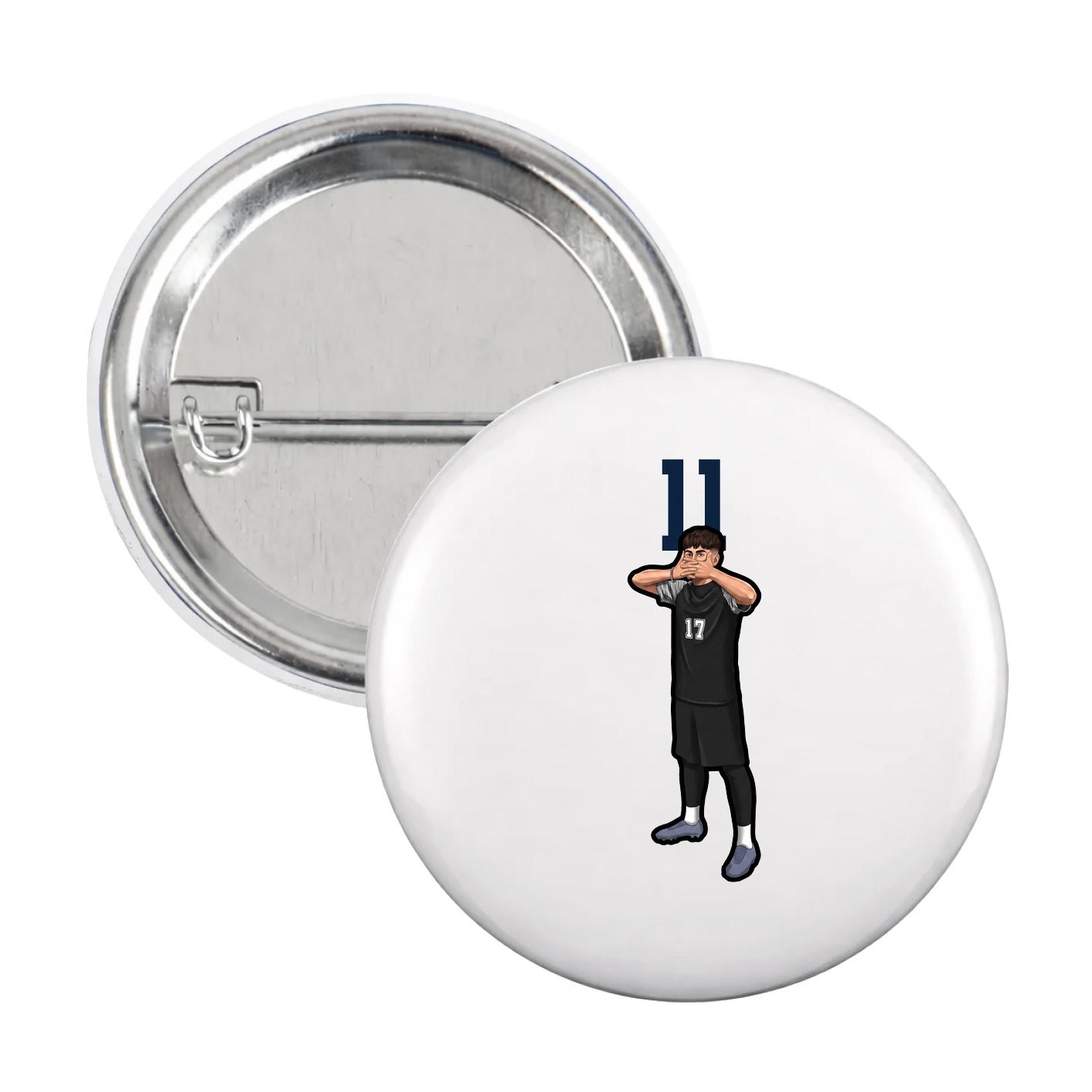 Game Day Button — Number Top in White