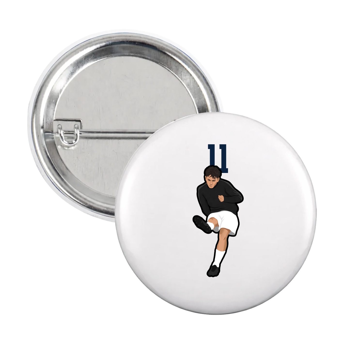 Game Day Button — Number Top in White
