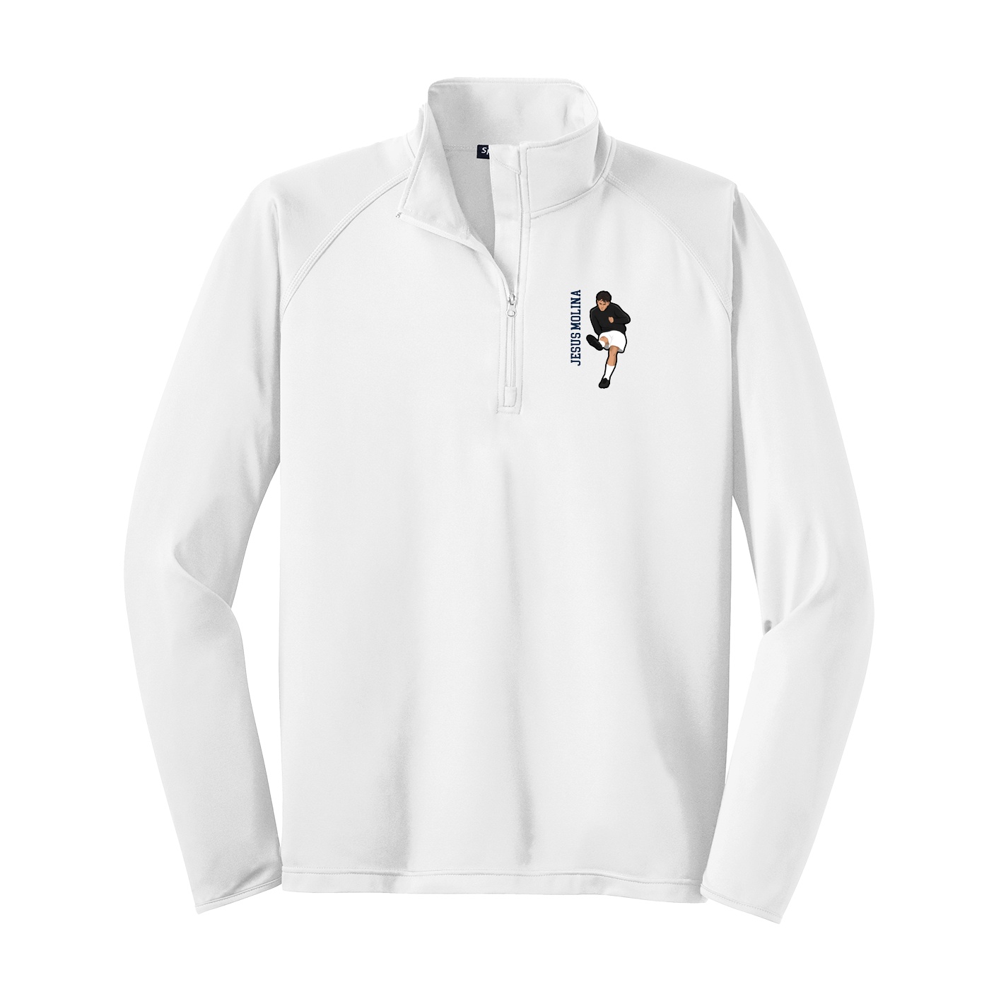 Q-Zip Pullover — Name Vertical in White