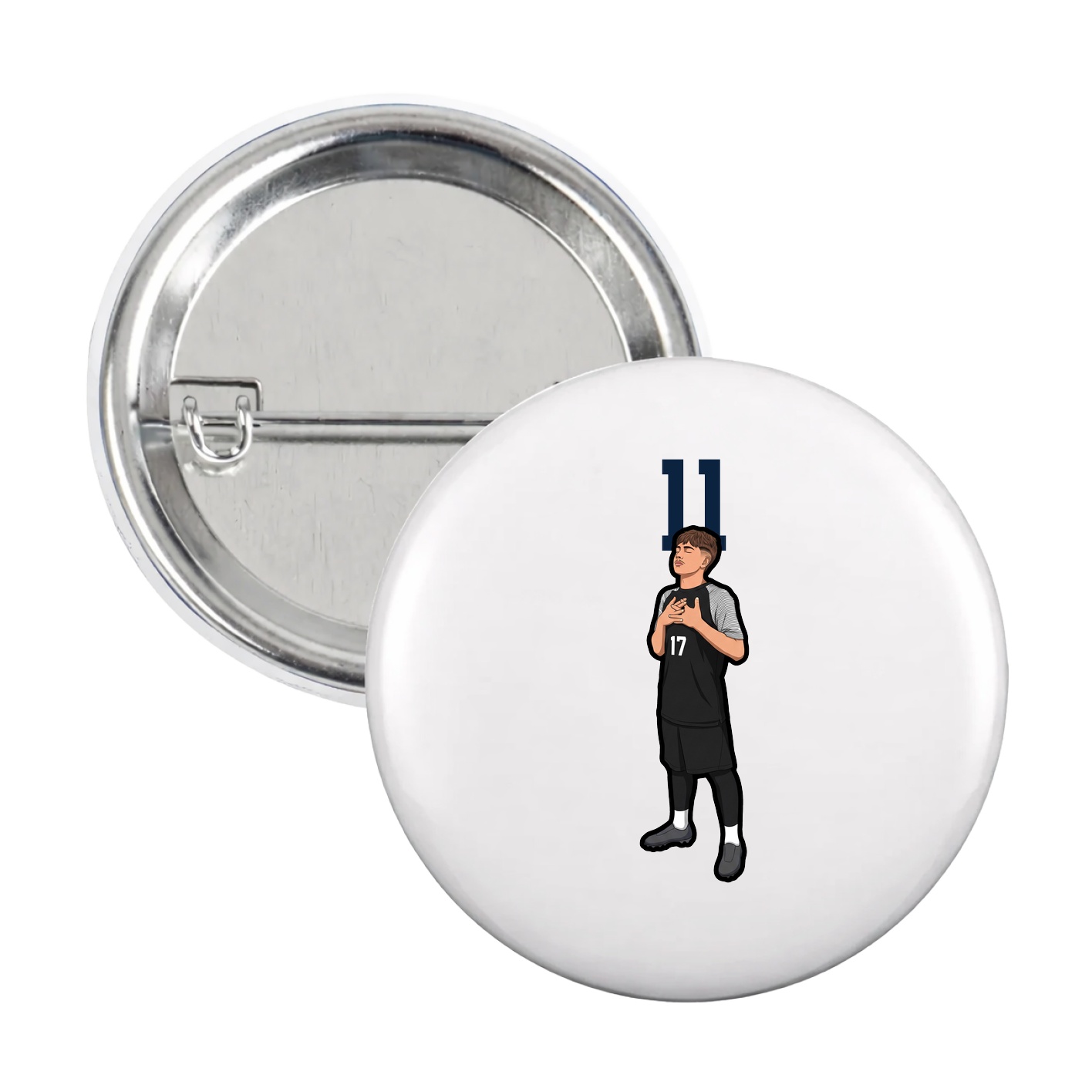 Game Day Button — Number Top in White