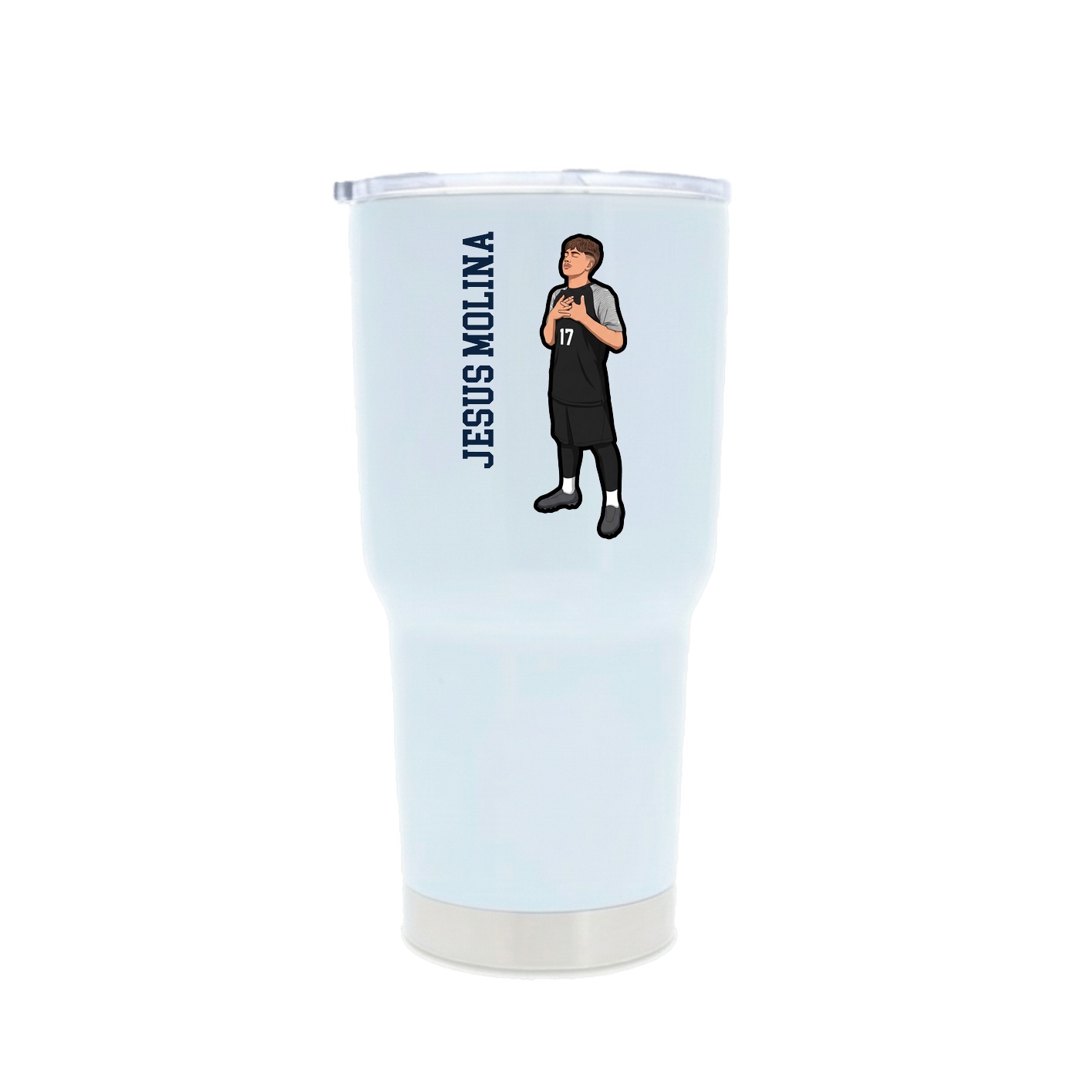 30oz Stainless Steel Tumbler — Name Vertical in White