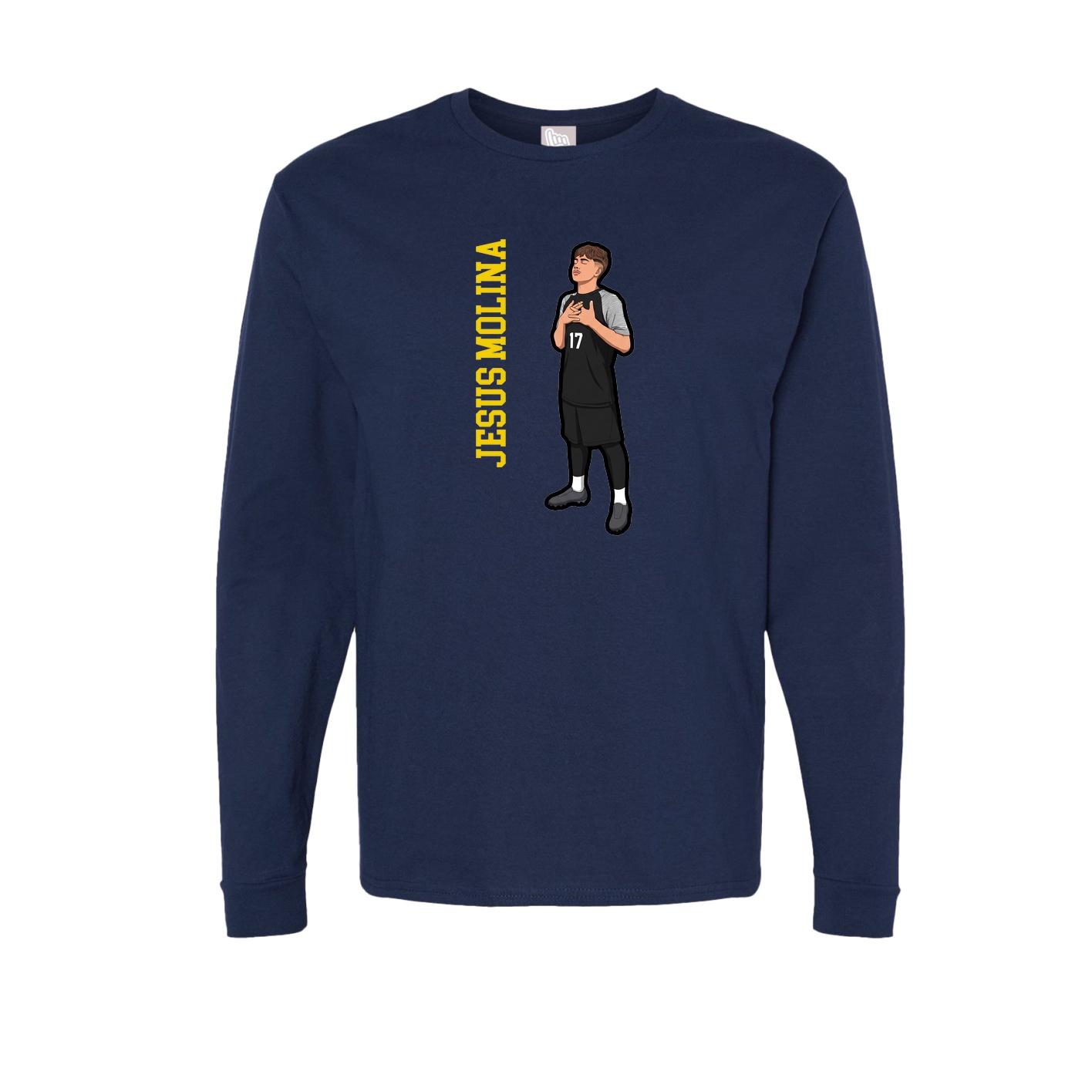 Long Sleeve Tee — Name Vertical in Navy