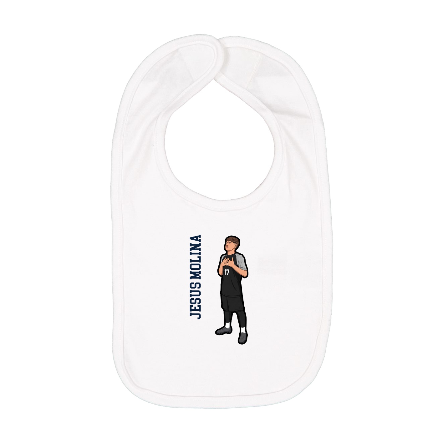 Infant Bib — Name Vertical in White