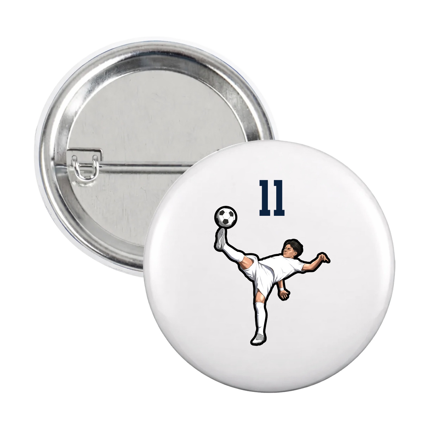 Game Day Button — Number Top in White