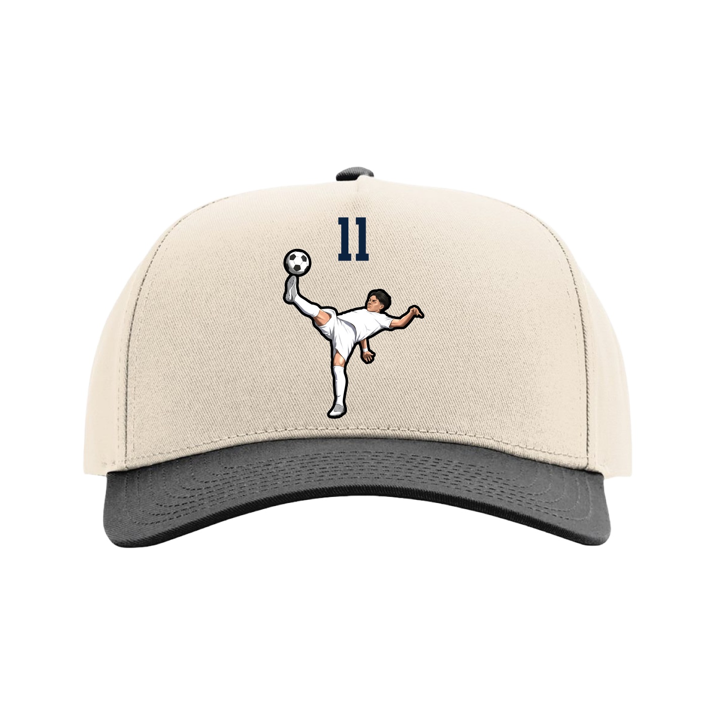 Full Fabric Five-Panel Champ Cap — Number Top in Cream/Black