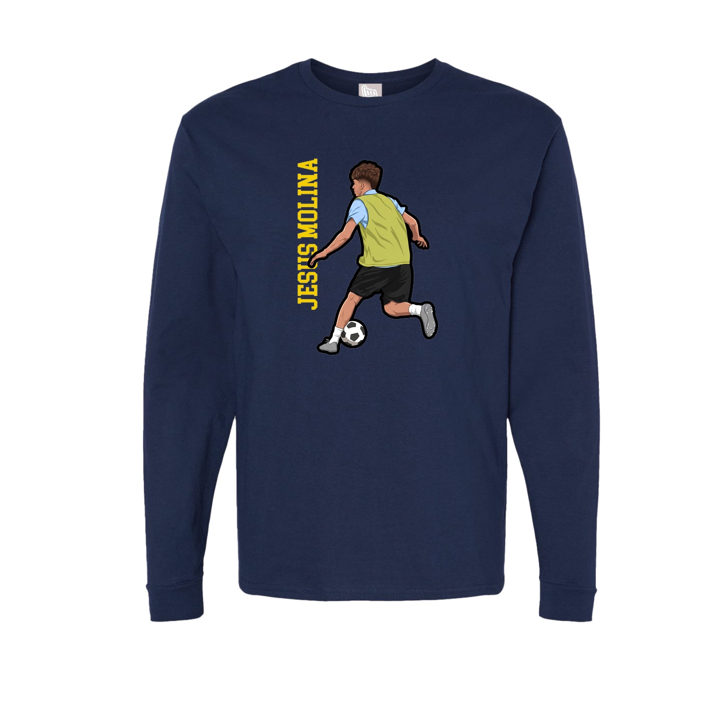 Long Sleeve Tee — Name Vertical in Navy