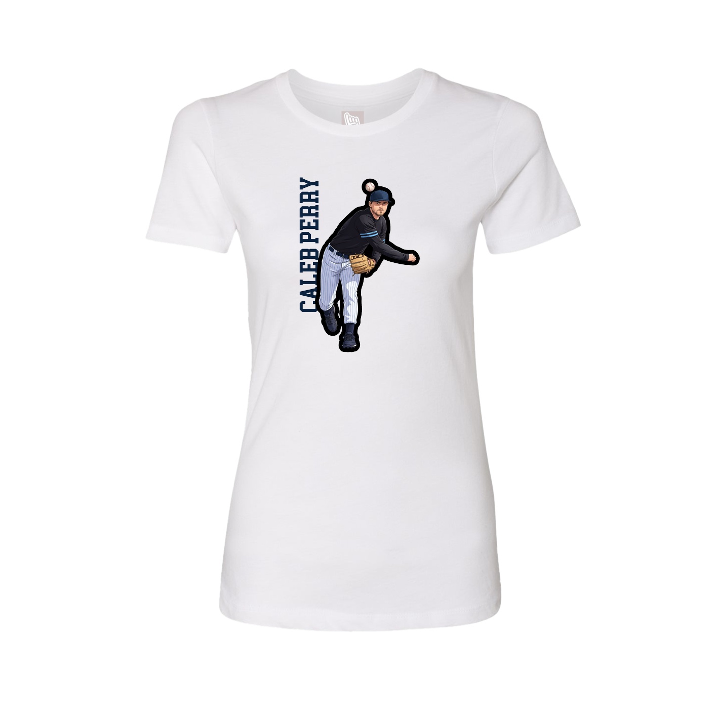Fitted Women's Tee — Name Vertical in White