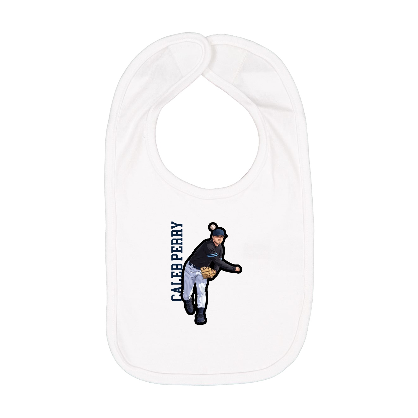 Infant Bib — Name Vertical in White