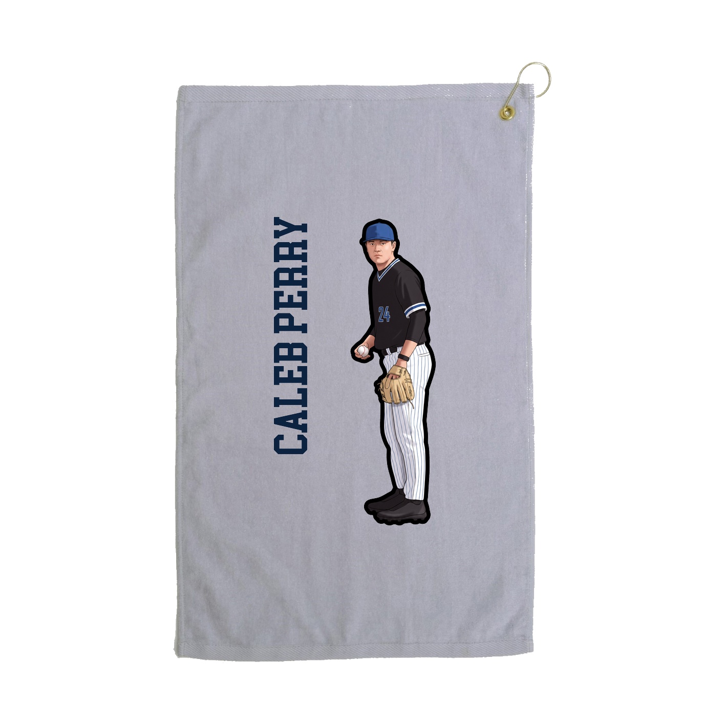 Golf Towel — Name Vertical in Grey