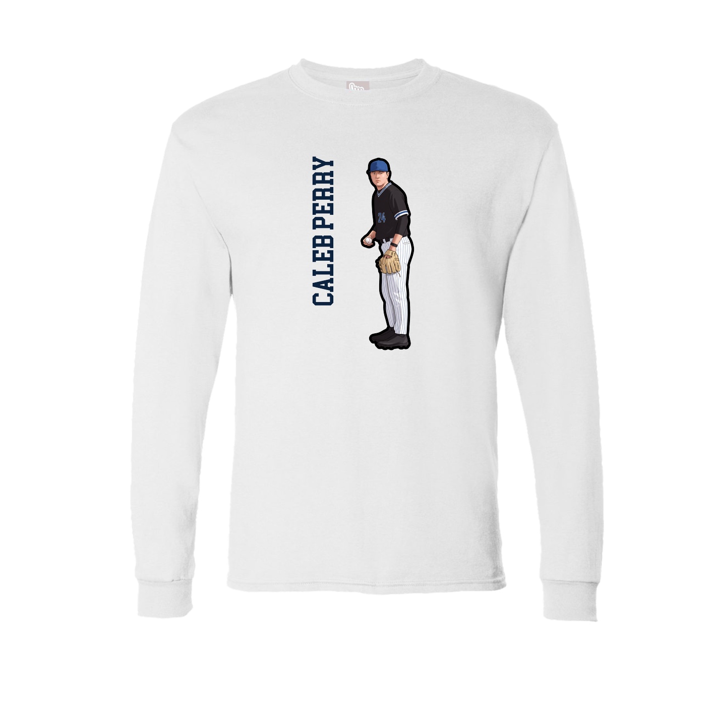 Long Sleeve Tee — Name Vertical in White