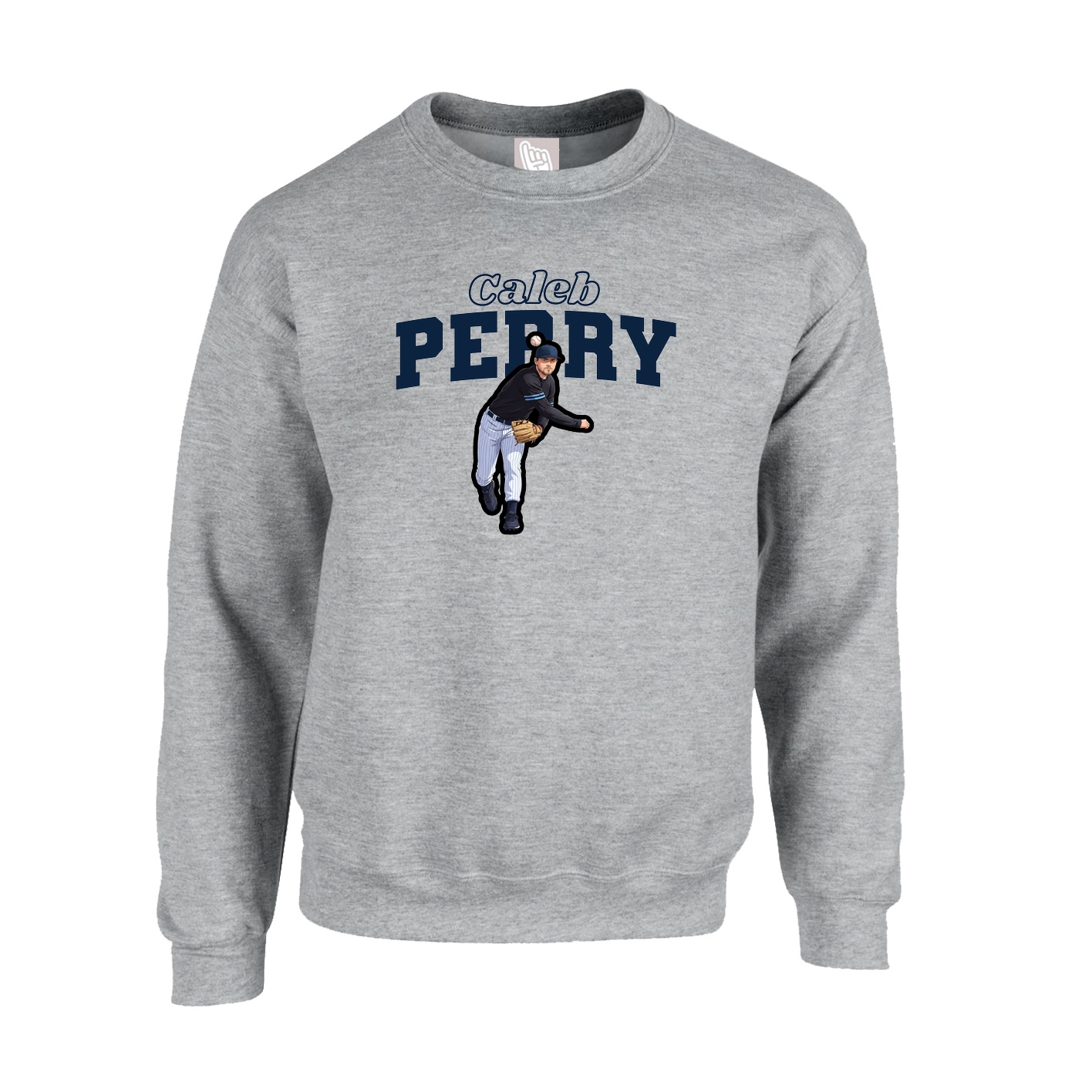 Fleece Crew — Name Arch in Grey