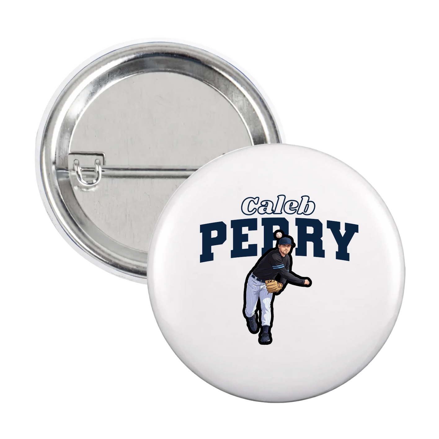 Game Day Button — Name Arch in White