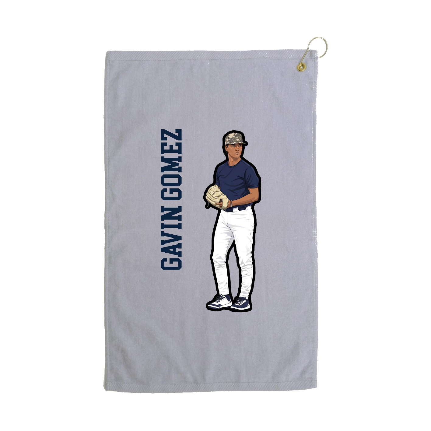 Golf Towel — Name Vertical in Grey