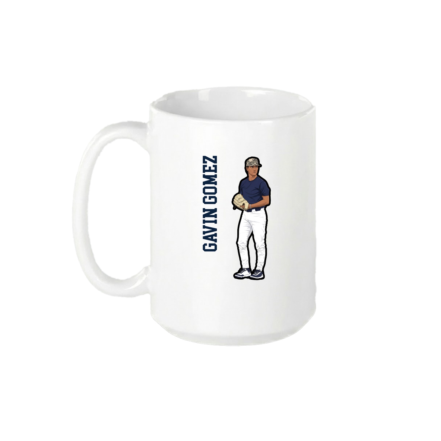 15oz Coffee Mug — Name Vertical in White