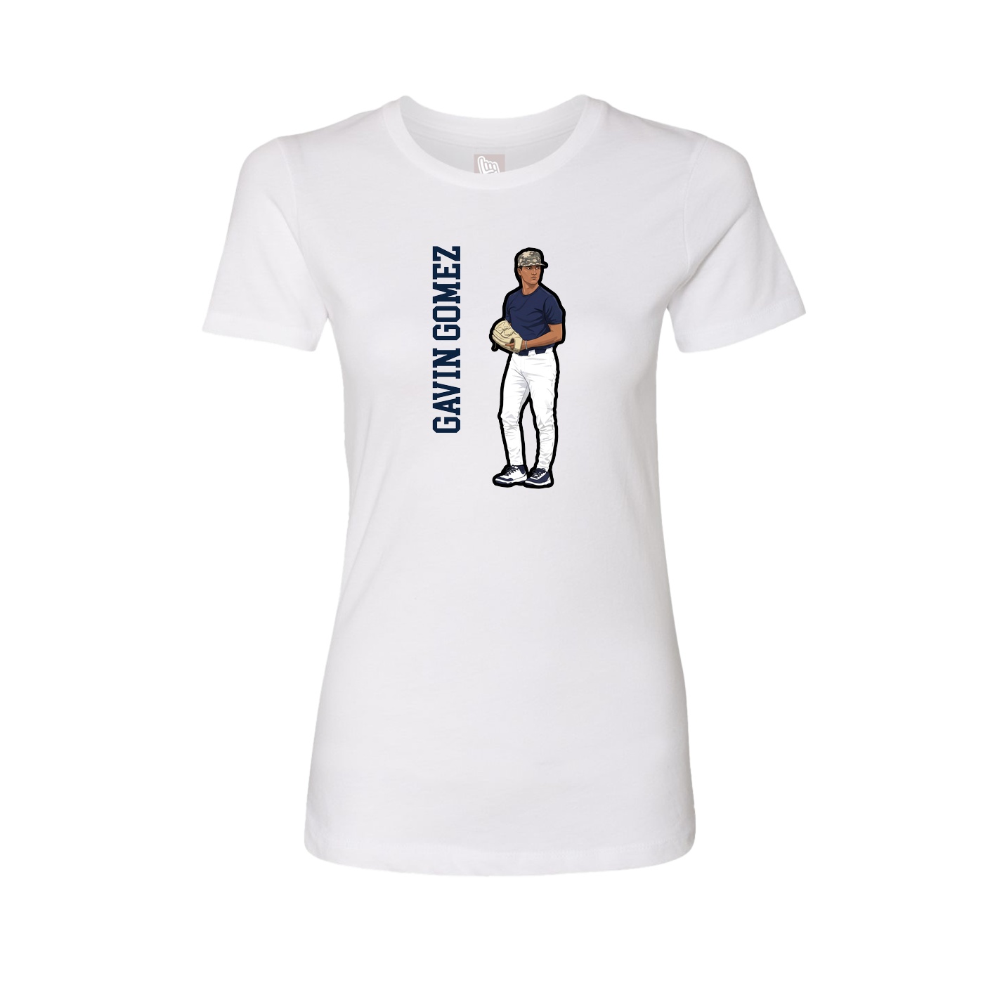 Fitted Women's Tee — Name Vertical in White