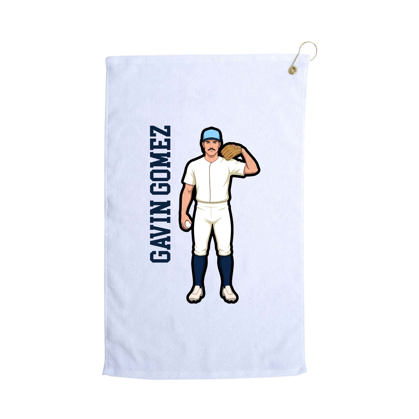 Golf Towel — Name Vertical in White