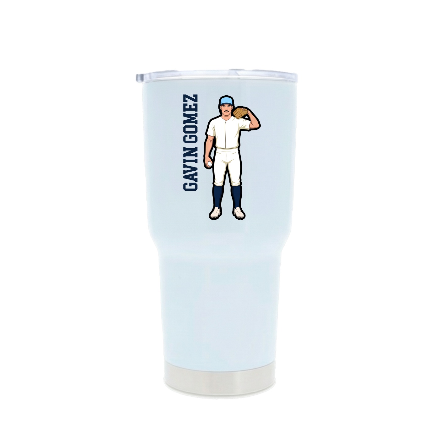 30oz Stainless Steel Tumbler — Name Vertical in White
